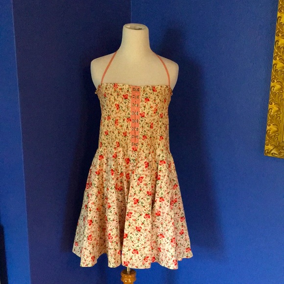 Vintage Betsey Johnson 90 2000 y2k Corset Floral Halter Strapless Full Sun Dress - Picture 10 of 17